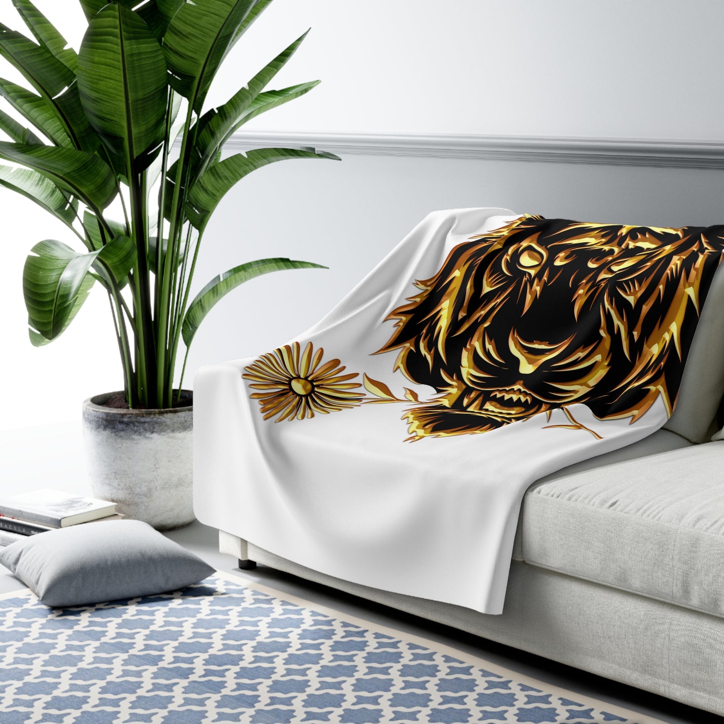 Beasts Sherpa Fleece Blanket - White