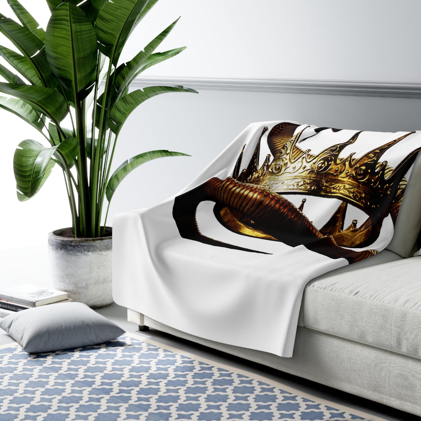 Kings Sherpa Fleece Blanket - White