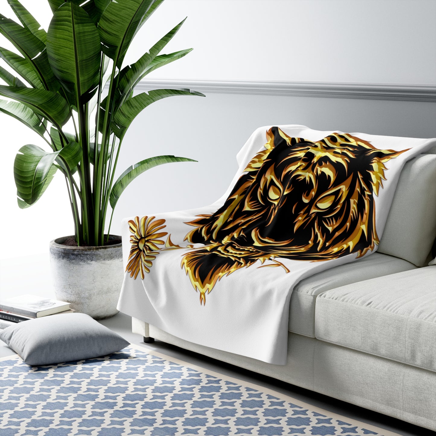 Beasts Sherpa Fleece Blanket - White