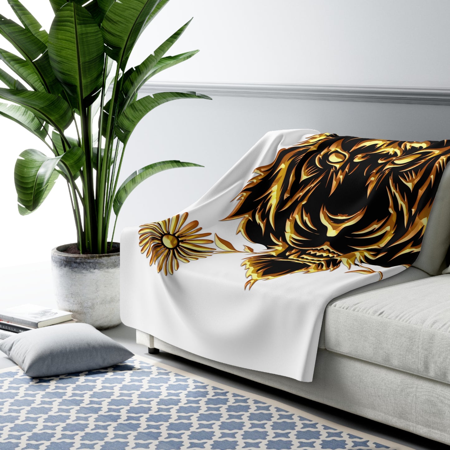 Beasts Sherpa Fleece Blanket - White