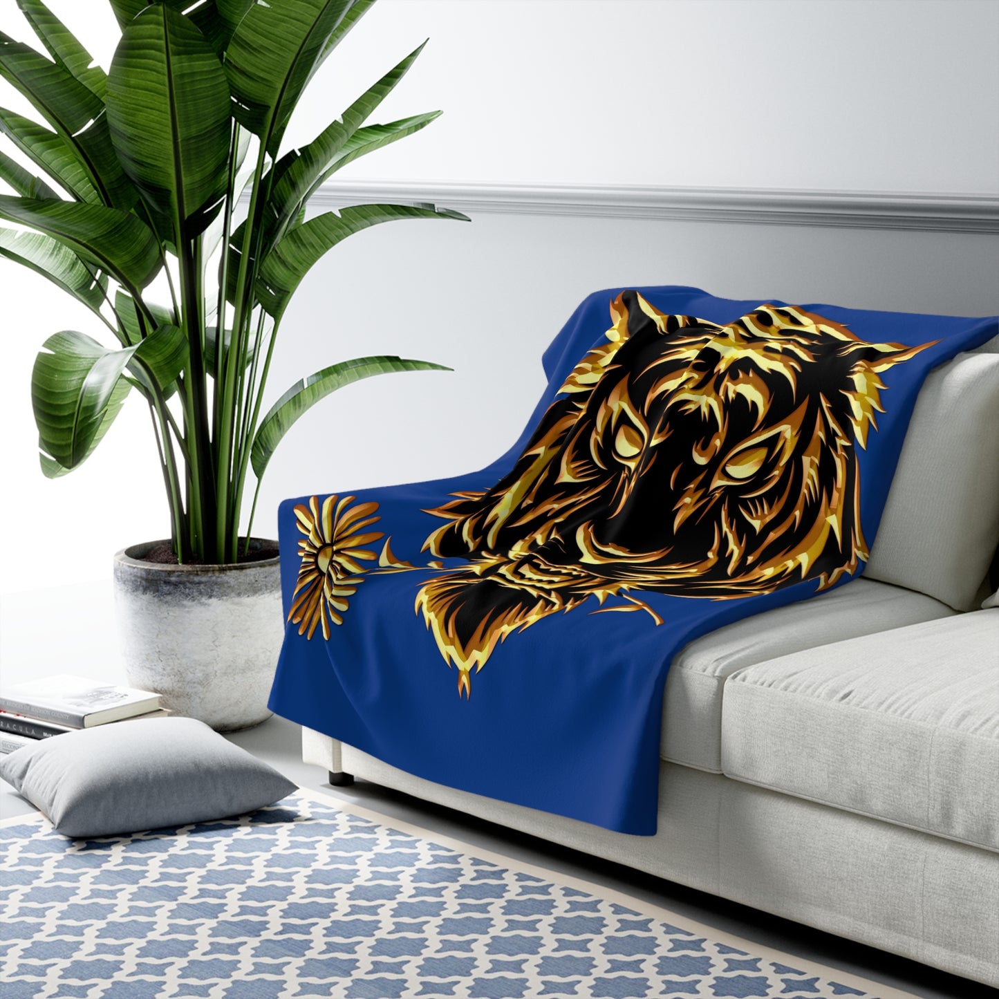 Beasts Sherpa Fleece Blanket - Dark Blue