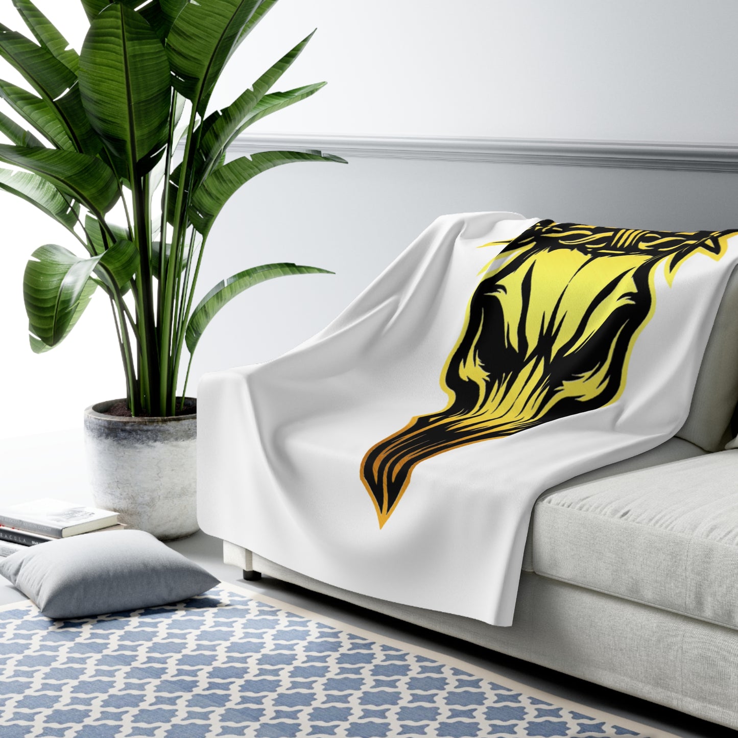 Butchers Sherpa Fleece Blanket - White