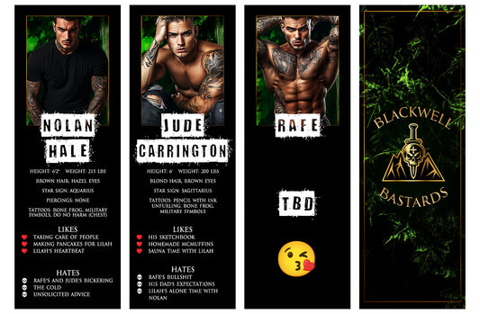 Bastards Bookmarks Set of 3: Nolan, Jude, and Rafe